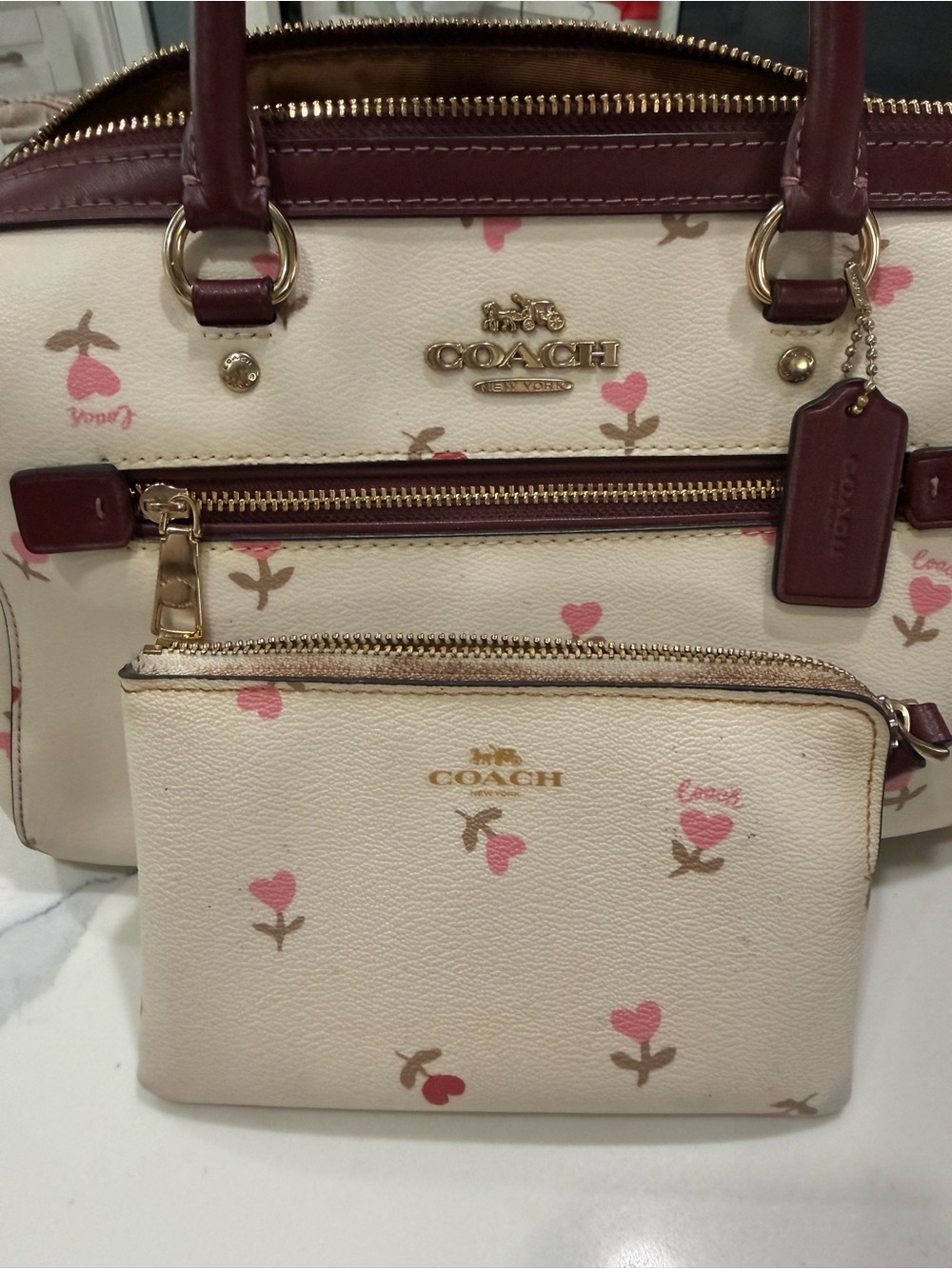 Coach Rowan Satchel with Matching Pouch - Picture 2 of 14